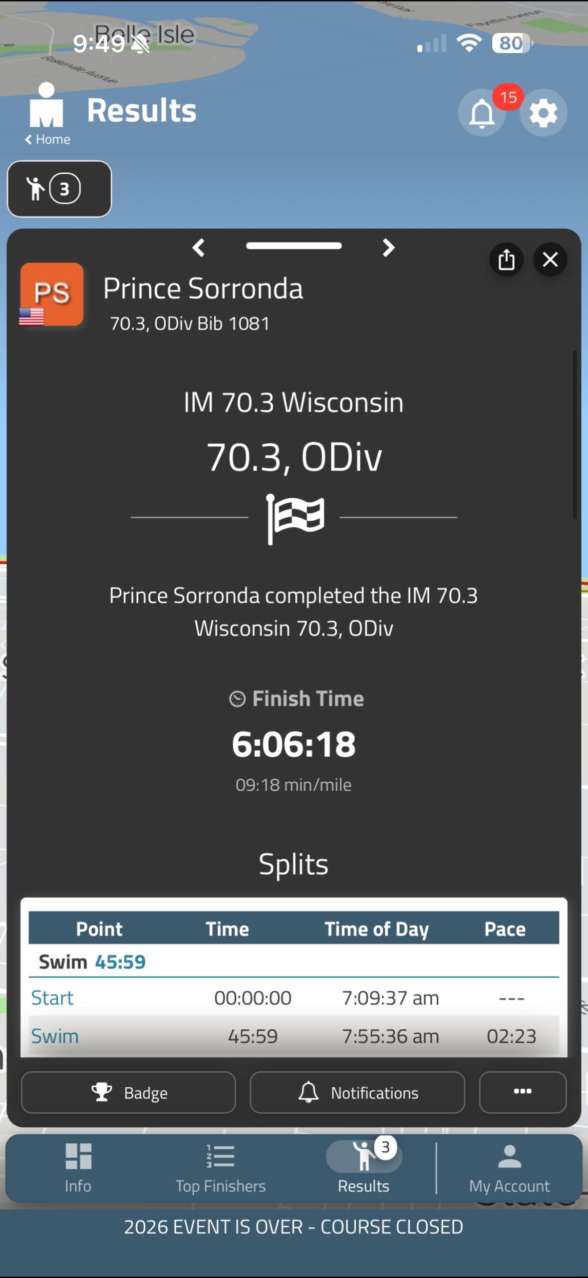 Prince on the run course